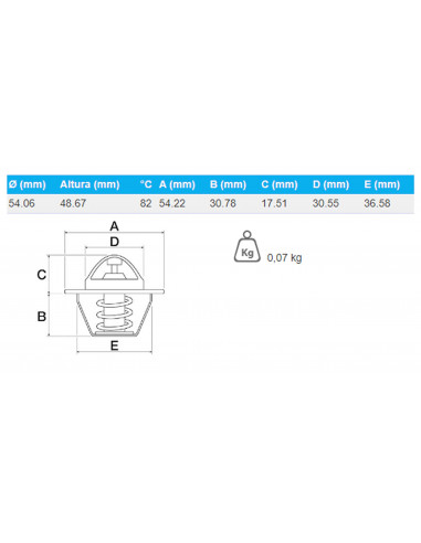 TERMOSTATO Ø 54.06 MM - ALT. 48.67 MM - 82°C