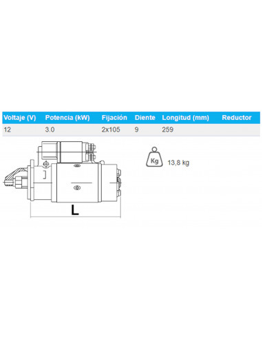 MOTOR DE ARRANQUE 12V - 3,0 KW