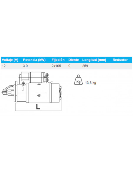 MOTOR DE ARRANQUE 12V - 3,0 KW