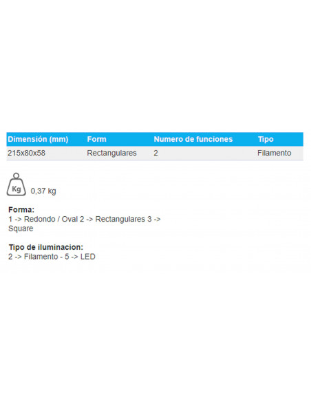 PILOTO TRASERO IZQUIERDO - 215 x 80 x 58 mm