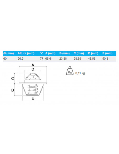 TERMOSTATO Ø 60 MM - ALT. 56.5 MM - 77°C