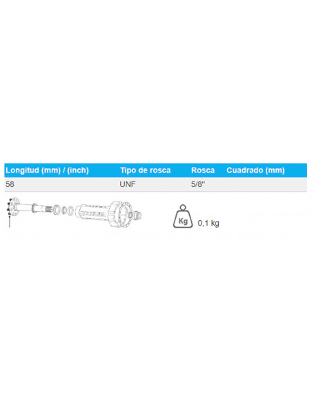 TORNILLO DE RUEDA 5/8'' UNF - L 58 MM