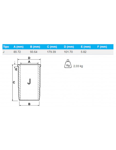 CAMISA DE CILINDRO TERMINADA Ø 85.72 X 93.64 MM - L 179.39 MM