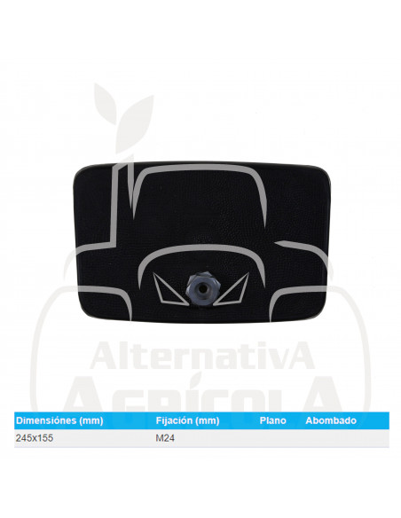 Espejo retrovisor 245 x 155 mm varilla Ø 16 mm curvo