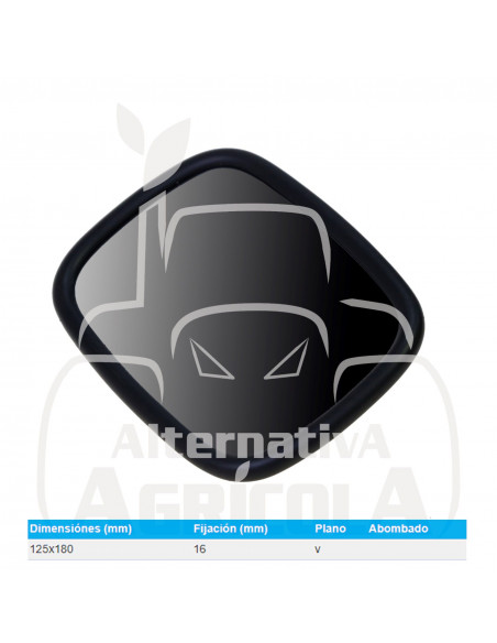 Espejo retrovisor 185 x 135 mm varilla Ø 16 mm plano