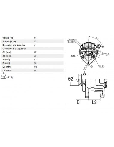 ALTERNADOR 14V - 55Ah