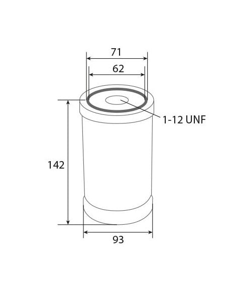 Filtro aceite Ø 93 mm Altura 142 mm Rosca 1-12 UNF