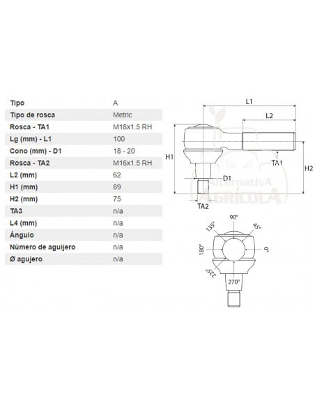 ROTULA EXTERIOR DE LA BARRA DE DIRECCIÓN