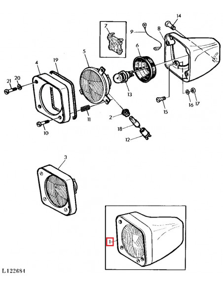 Faro delantero Izquierdo Tractores John Deere Series 20/30 (Con luz de estacionamiento)