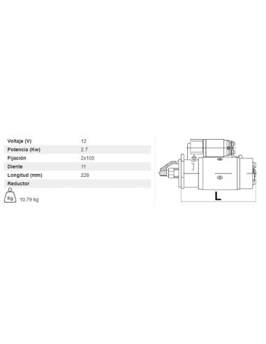 MOTOR DE ARRANQUE 12V - 2,7 KW