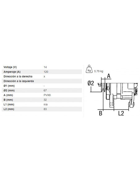 Alternador 14V 120Ah Case, New Holland 82014508