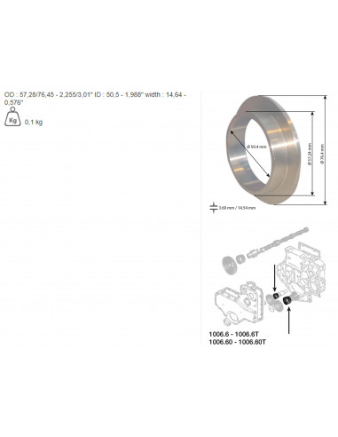 CASQUILLO PIÑÓN LOCO Ø 50.5 X 57.28/76.45 X 14.64 MM
