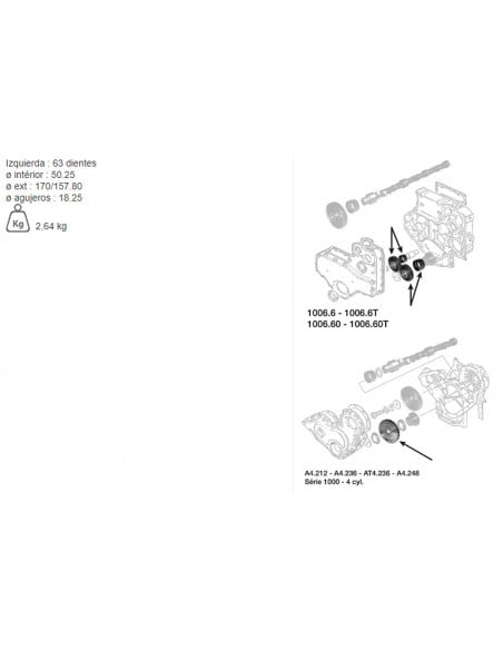 PIÑÓN LOCO Ø 50.25 X 170/157.80 MM - Z 63 - IZQ.