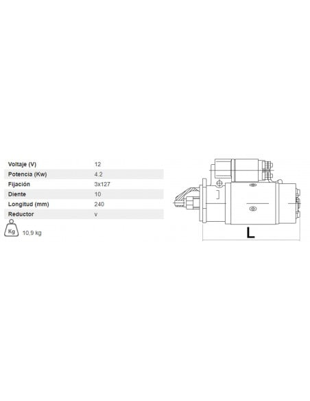 MOTOR DE ARRANQUE CON REDUCTOR 12V - 4,2 KW