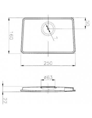 Espejo retrovisor 250 x 160 varilla Ø 16mm plano homologado  ( WP-S041106 )