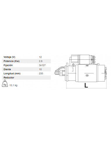 MOTOR DE ARRANQUE 12V - 2,8 KW