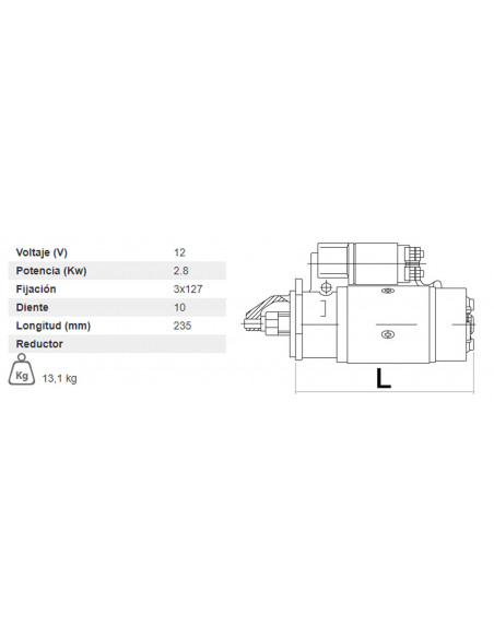 MOTOR DE ARRANQUE 12V - 2,8 KW