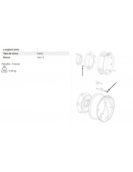 TUERCA DE LA BRIDA DE RUEDA M18 x 1,5