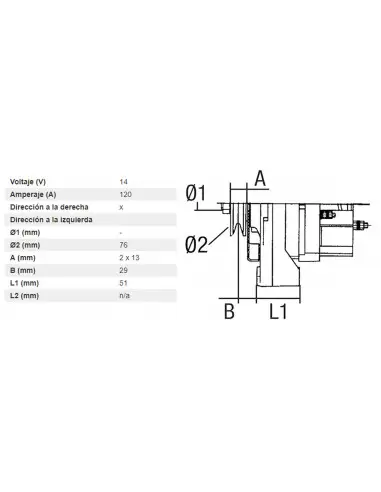 ALTERNADOR 12/14V 120Ah