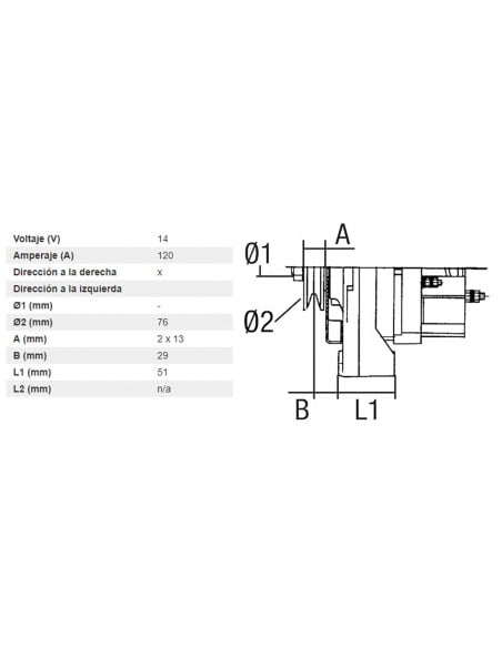 ALTERNADOR 12/14V 120Ah