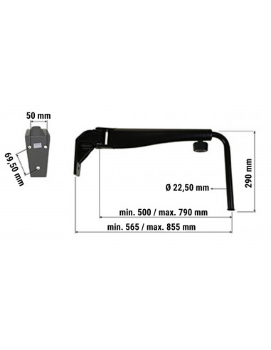 Brazo espejo retrovisor telescópico 469-768 mm izquierdo