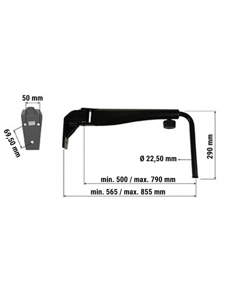 Brazo espejo retrovisor telescópico 469-768 mm izquierdo