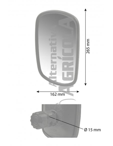Espejo retrovisor 265 x 165 mm varilla Ø 15 mm plano