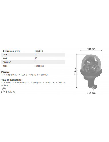 FARO ROTATIVO 12 V - 55 W