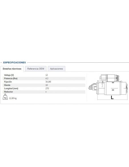 MOTOR DE ARRANQUE CON REDUCTOR 12V - 4,2 kW