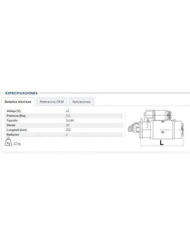 MOTOR DE ARRANQUE CON REDUCTOR 12V - 3,0 KW