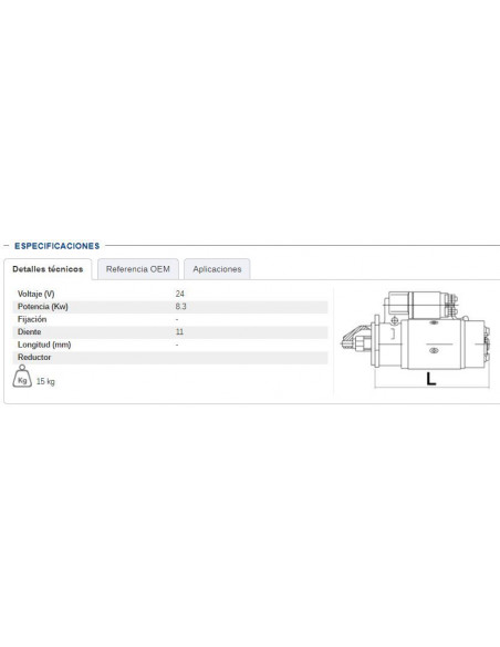MOTOR DE ARRANQUE 24V - 8,3 KW