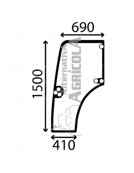 Cristal de Puerta Izquierda Tractores Case IH, New Holland y Steyr Frutero y Narrow