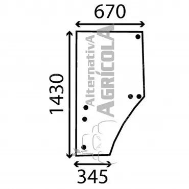 Cristal de puerta Izquierda Tractor John Deere S/6000-6010-6020