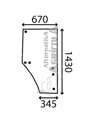 Cristal de puerta Derecha Tractor John Deere varios modelos L169103
