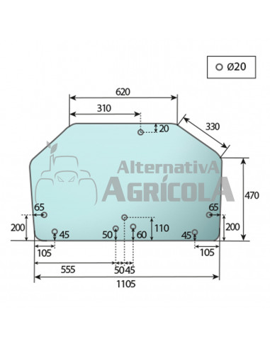 Cristal trasero superior Tractores John Deere ER047315