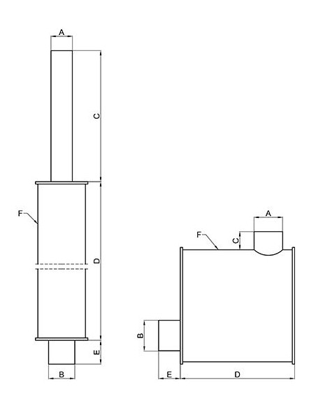 Silencioso de Escape para Tractores John Deere con escape a la Derecha Series 6005, 6010 y 6020 de 4 Cilindros. 