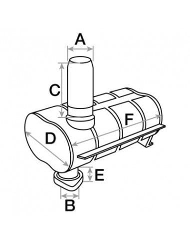Silencioso de escape adaptable John Deere series 40 y 50 (comprobar modelos) - Ø 52 mm y L 375 mm