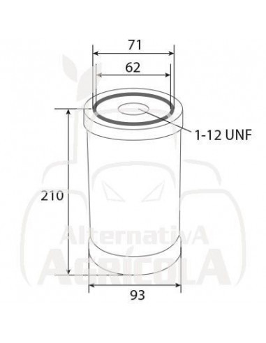 Filtro de Aceite Motor Ø93 Altura 210mm Rosca 1-12 UNF