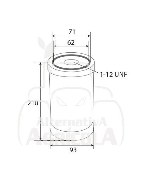 Filtro de Aceite Motor Ø93 Altura 210mm Rosca 1-12 UNF