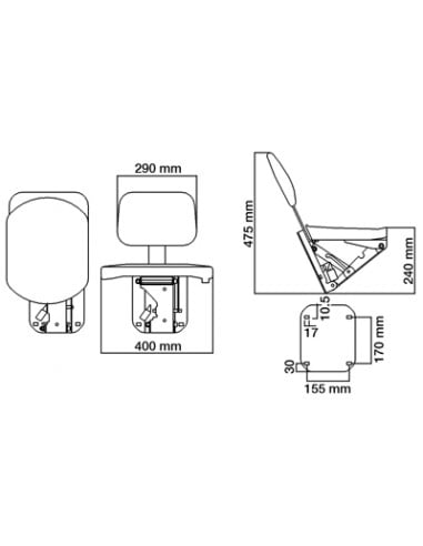 Asiento del acompañante o copiloto para tractor John Deere Series 6000, 6010, 6020, 6030...