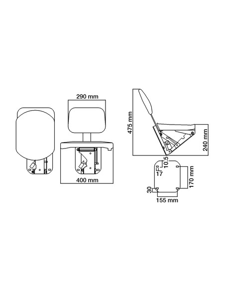 Asiento del acompañante o copiloto para tractor John Deere Series 6000, 6010, 6020, 6030...