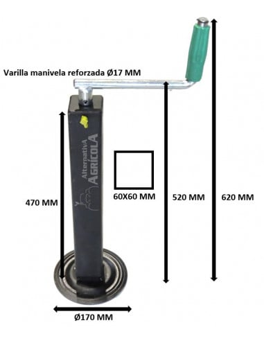 Mozo para remolque 60x60mm 1500 Kg