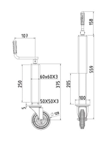 Mozo reforzado para remolque 80x80mm 3000 Kg