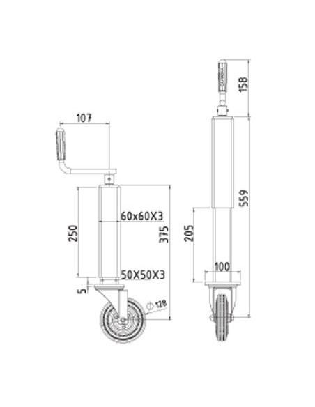 Mozo reforzado para remolque 80x80mm 3000 Kg