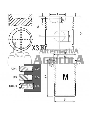 Equipo de Motor Pistón Ø 106,5 mm con Bulón de Ø 41,27 mm RE527843