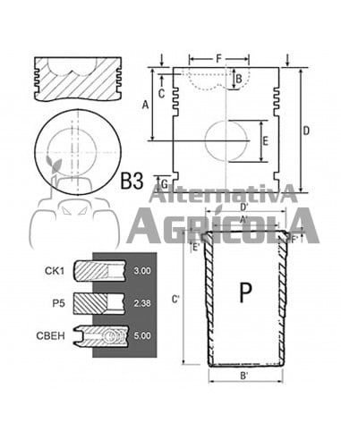 Equipo Motor Pistón Ø 102 mm y Bulón Ø 35 mm