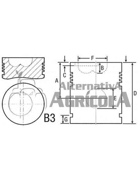 Pistón 106.50Ømm con Bulón 35Ømm