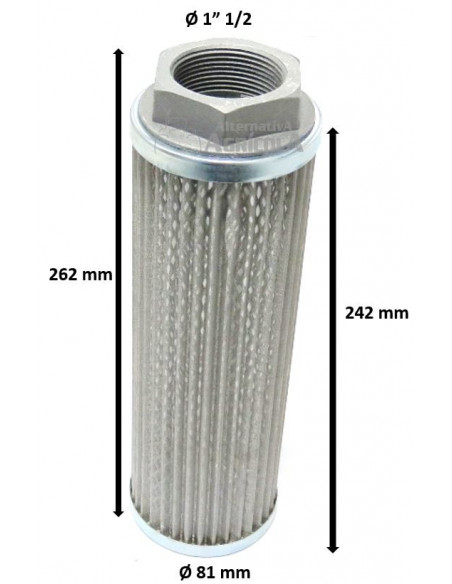 Filtro hidráulico malla 180 litros/min  con soporte rosca de 1" 1/2