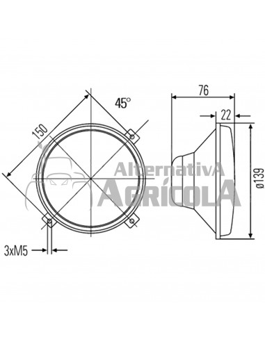 Óptica Faro John Deere S/50-55 Halógeno lámpara H4