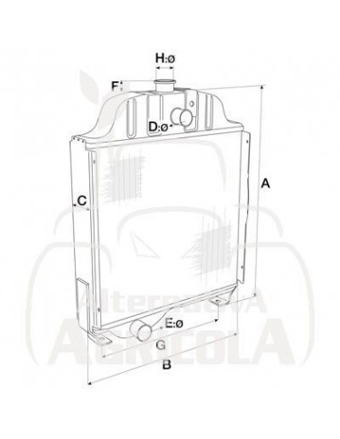 Radiador de Agua Tractores Fiat G210 y G240, Ford 8870, 8970, 8770A, 8870A y 8970A